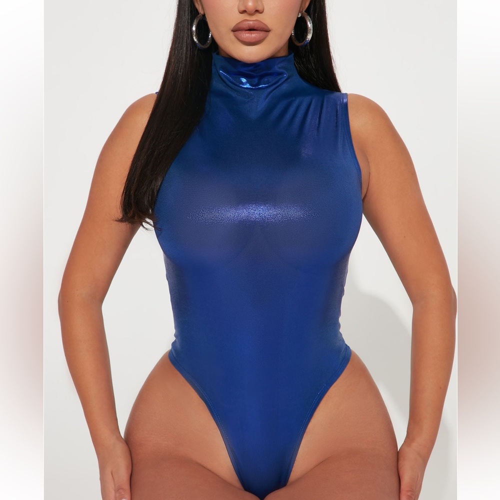 Metallic royal blue bodysuit never worn